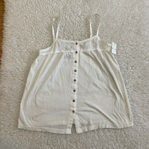 mossimo supply co White Adjustable Spaghetti Strap Eyelet Top XS